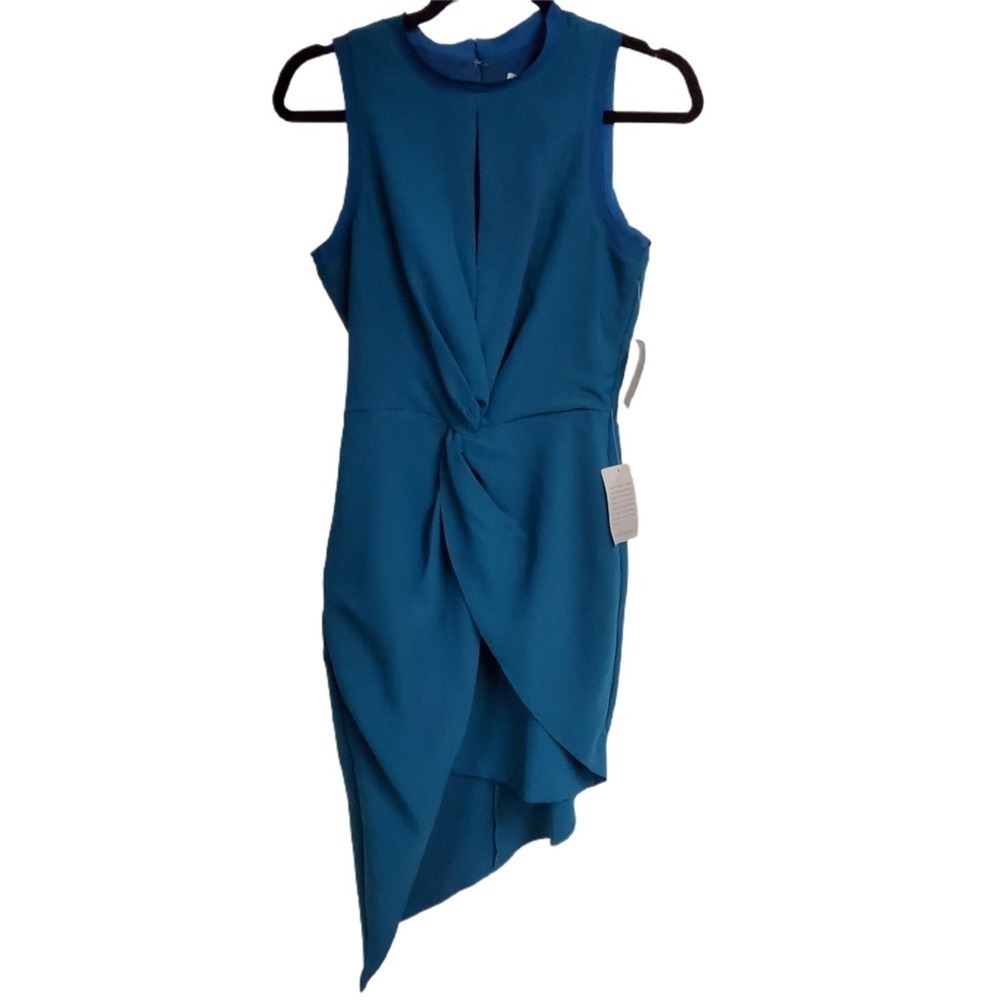 harlyn Asymmetrical Sleeveless‎ Turquoise Ruching Front Dress Women's Size XS